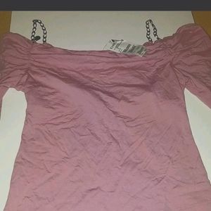 Bebe cold shoulder w/ rhinestone chains nwt